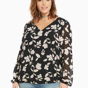 Torrid Long Sleeve Floral Blouse Size: 00